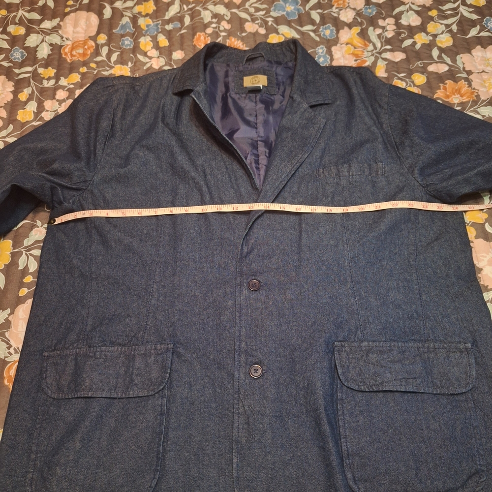 Haband Travelers 100% Cotton Dark Blue Denim Jacket Blazer - Picture 3 of 12